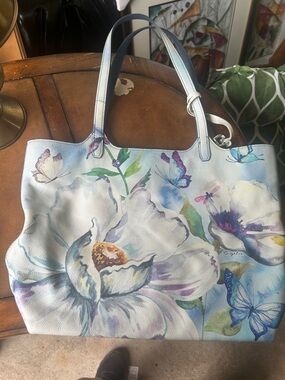 Brighton Pastel Floral & Butterfly Tote in Light Blue